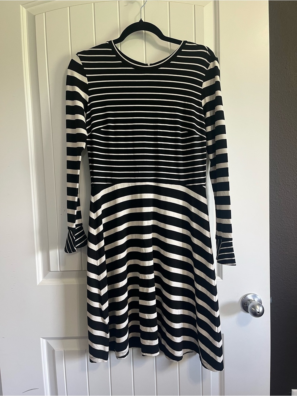 Ann Taylor Loft Dress Size 4 Striped Nautical Coastal Comfy Soft Office Career